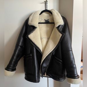 Zara Oversized Double-Faced Faux Leather Jacket